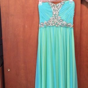 Blue green prom dress