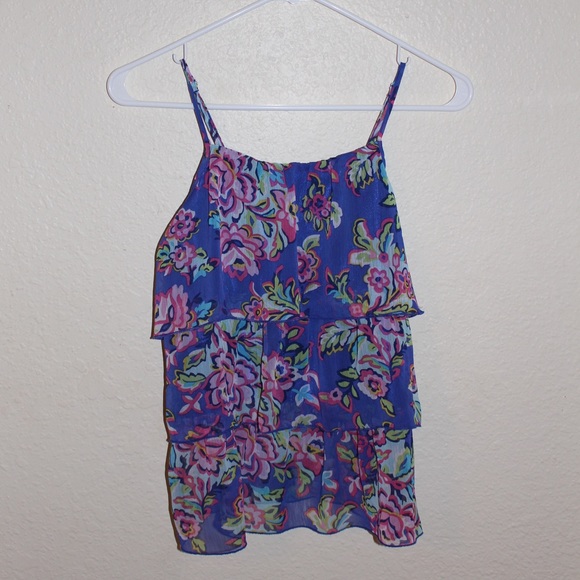 bluish/purple floral tank top