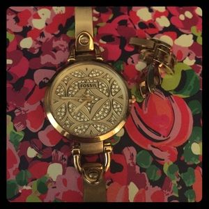 Gold Fossil Watch with extra links