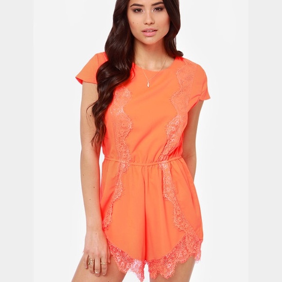 Lulu's orange lace romper