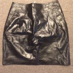 Leather skirt.