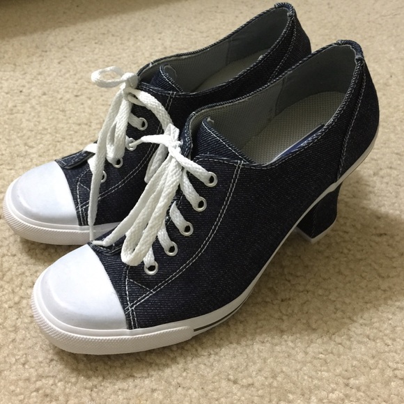 Bakers Shoes - Denim wedge heel sneakers blue