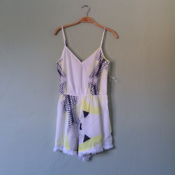 White and Yellow Printed Romper