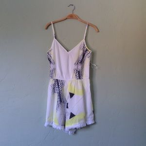 White and Yellow Printed Romper