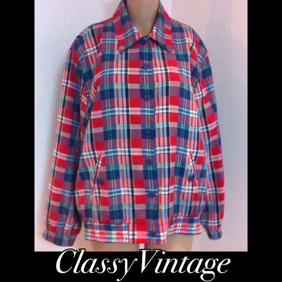 TanJay Jackets & Blazers - Lightweight plaid 1980's jacket..