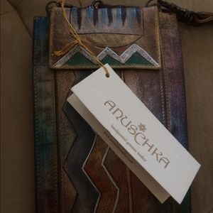 Hand painted genuine leather cross body
