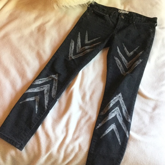 Free People Pants - Free People light black and grey print jeans
