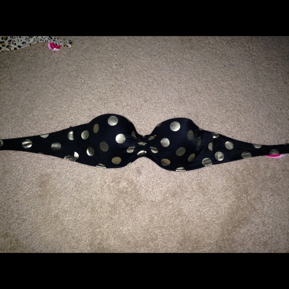 VS Black w Gold Polka Dots swim top