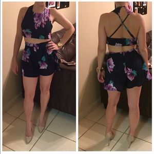 2 Piece Floral Crop Set