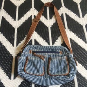 navy striped purse