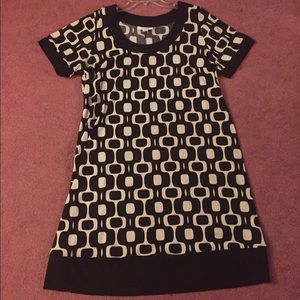 Cream and Black patterned shift dress