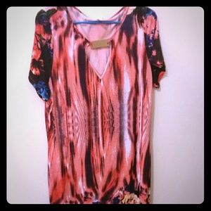 Pink & Floral Print Dress