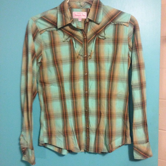 Western plaid Pearl snap top