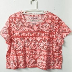 Aeropostale Pink Orange Tribal Pattern Cropped Top