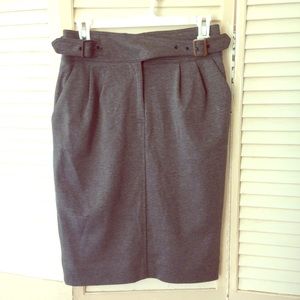 Maeve heather grey high-waisted pencil skirt