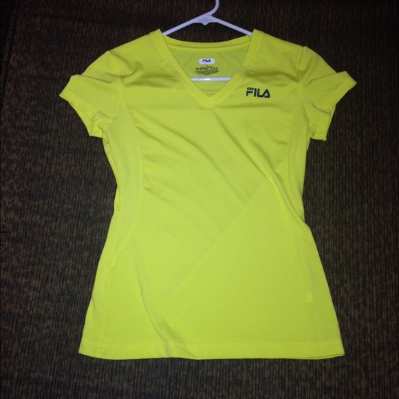 Bright yellow XSMALL workout top.