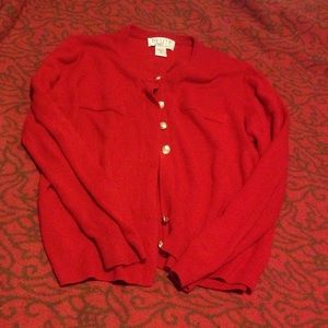 Red cardigan