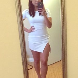 Lulu's white mini dress with side slit