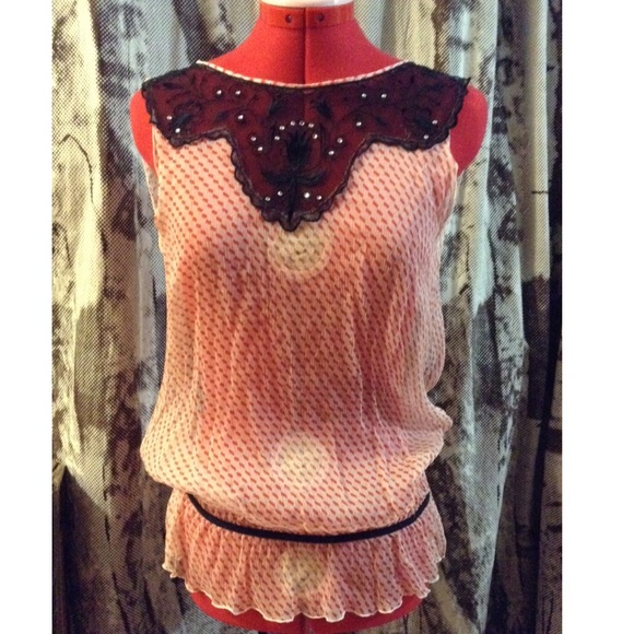 Fornarina Tops - LASTDAY!!Fornarina open back embellished blouse Sm