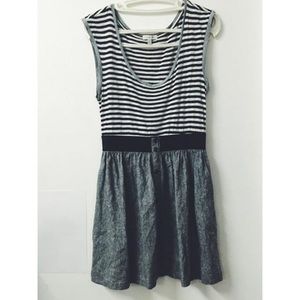 Forever 21 Denim Striped Sleeveless Dress