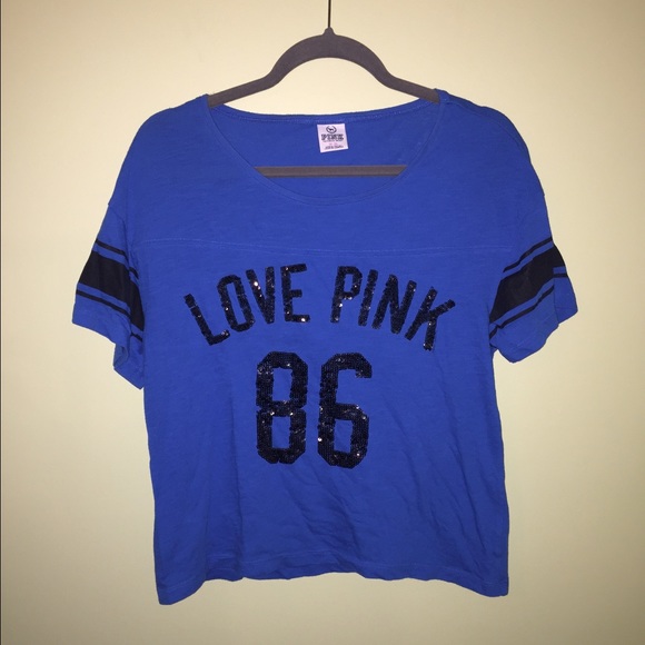 PINK Victoria's Secret Tops - VS PINK BLUE SEQUINED SHIRT!!