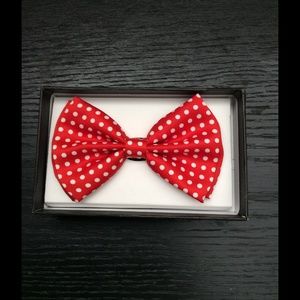 Red polka dot bow tie