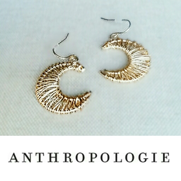 Gold Anthropologie Moon Earrings