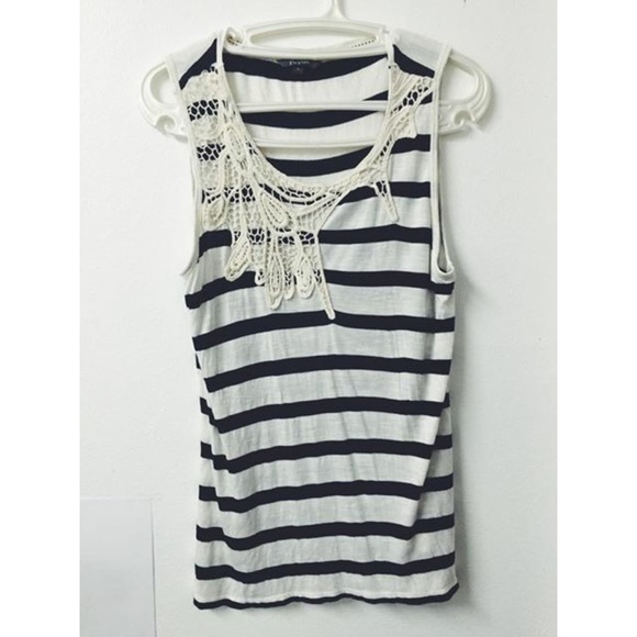 Popori Striped Laced Sleeveless Tank Top