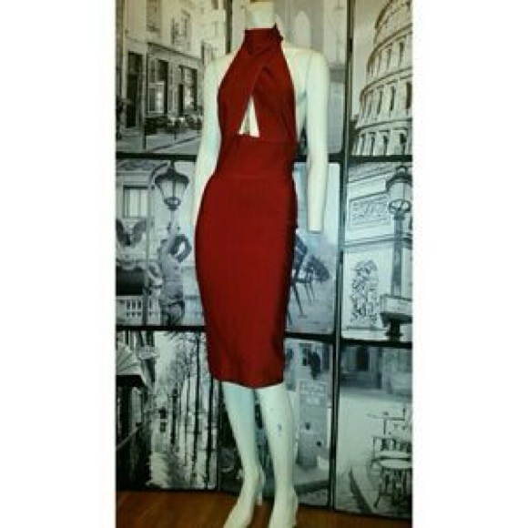 <SOLD> Sultry Candy Apple Red Bandage Dress - Picture 3 of 4