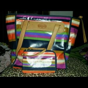 Fossil handbag & wristlet