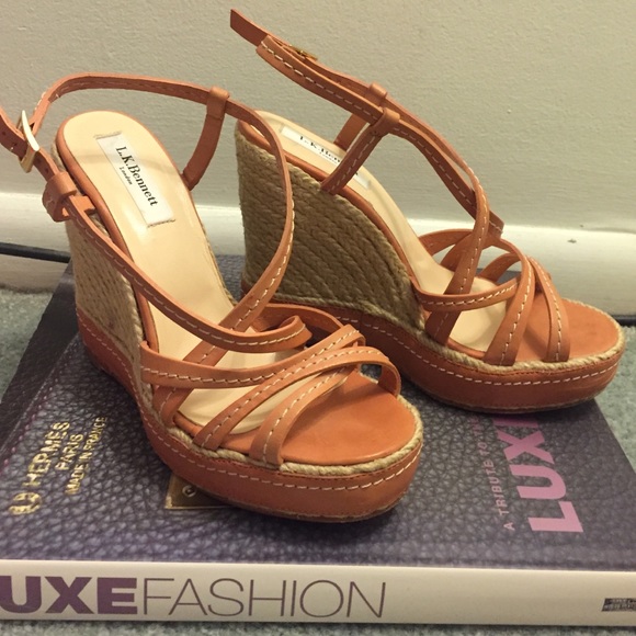 L.K. Bennett nude/pink espadrille wedges - Picture 1 of 4