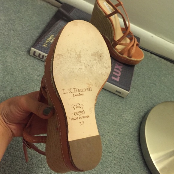 L.K. Bennett nude/pink espadrille wedges