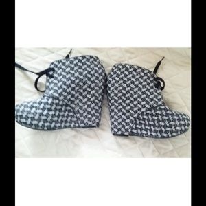 Steve Madden Tweed shoes wedge black white s 9