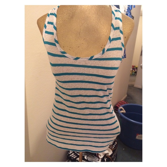 Teal and White Striped Tank!