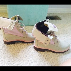 Real pink and cream timberlands