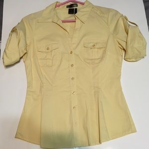 Yellow button down. Adjustable sleeves