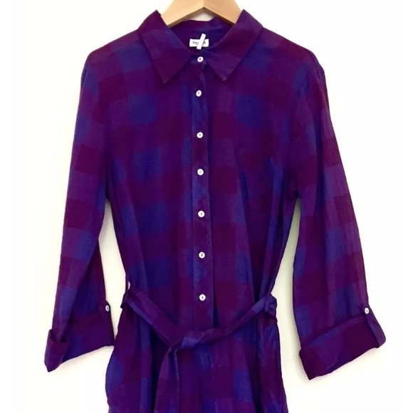 Splendid Sz S Shirt Dress tunic Plaid Blue Purple