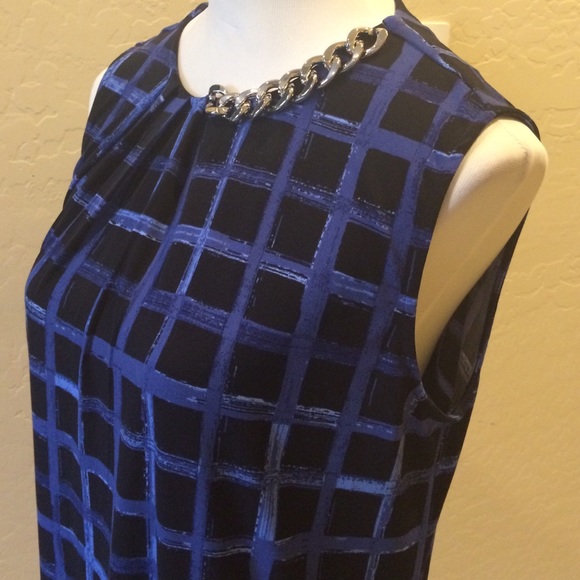 MICHAEL Michael Kors Blue/ Black Checked Dress - Picture 2 of 4