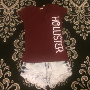 Maroon Hollister V-Neck
