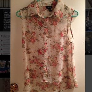 FLOWER PRINT BUTTON UP SHIRT