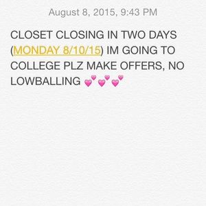 CLOSET CLOSED UNTIL FURTHER NOTICE