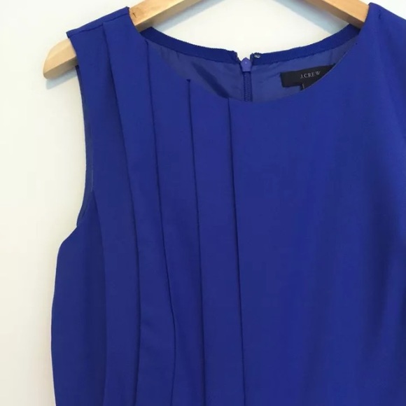 J.Crew Super 120's Cobalt Blue Wool Pleated Dress