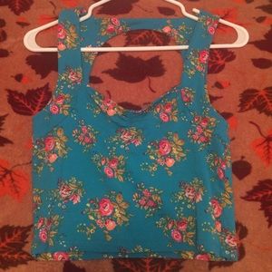 Blue with pink flower crop top from forever 21!