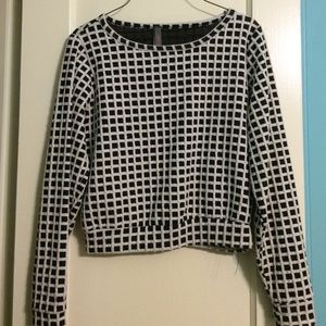 Checkered retro long sleeve sweater