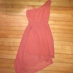 One Shoulder Coral Dress