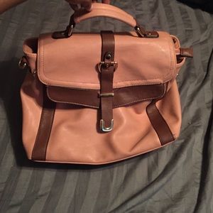 Pink and brown handbag