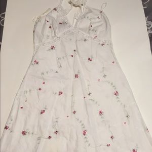 White floral halter style dress