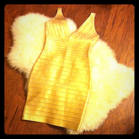 Gold Bandage Dress