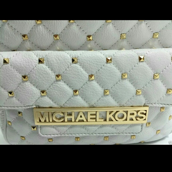 Michael Kors White Gold Leather Backpack. main image 4