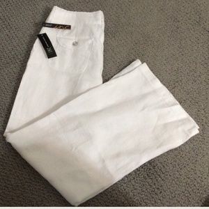 INC White linen wide leg trouser pant